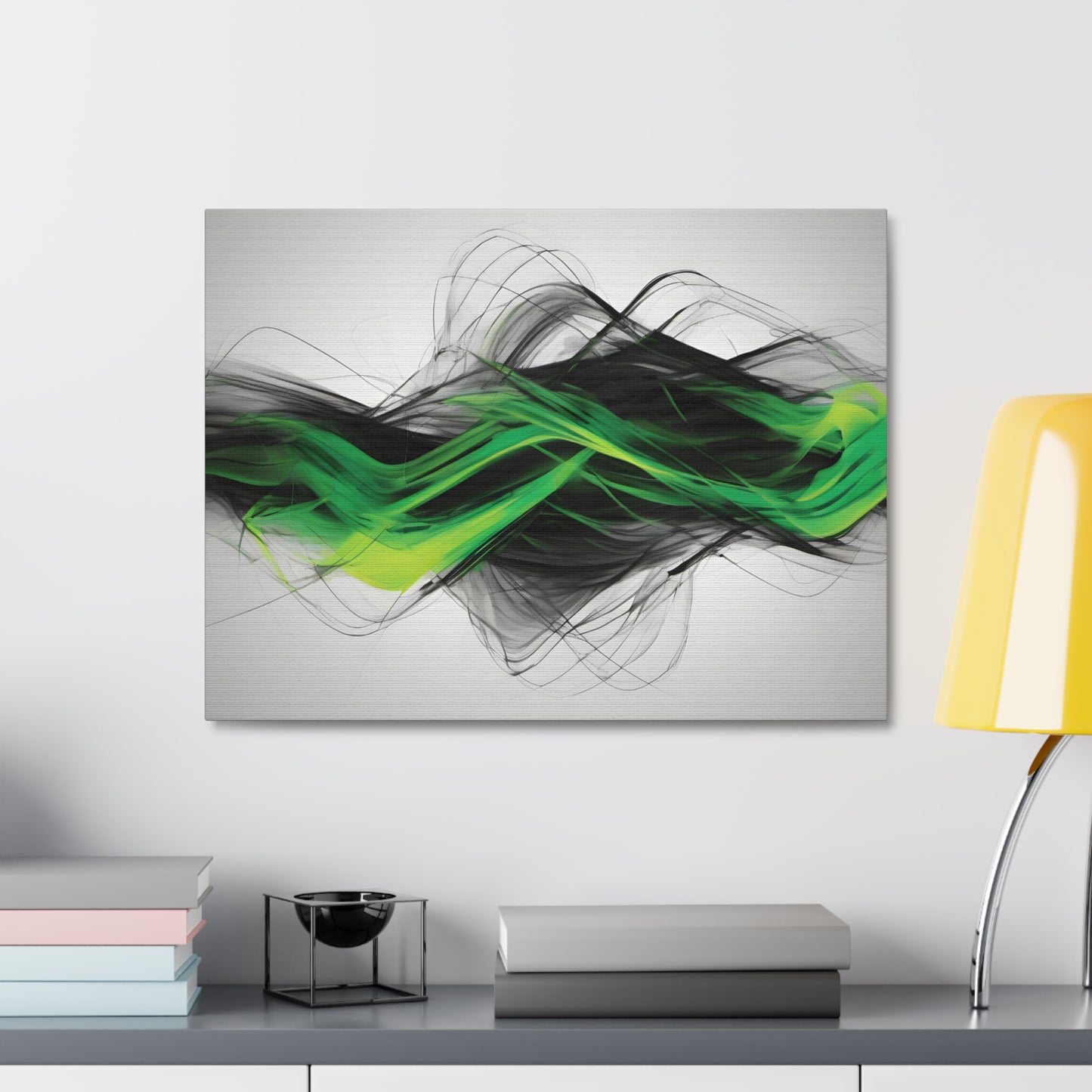 Long Exposure Green, Grey and Black Canvas Print