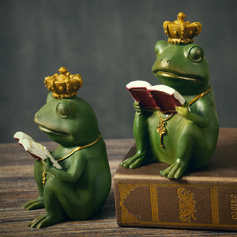 Home Living Room Desktop Frog Book Leaning Ornaments