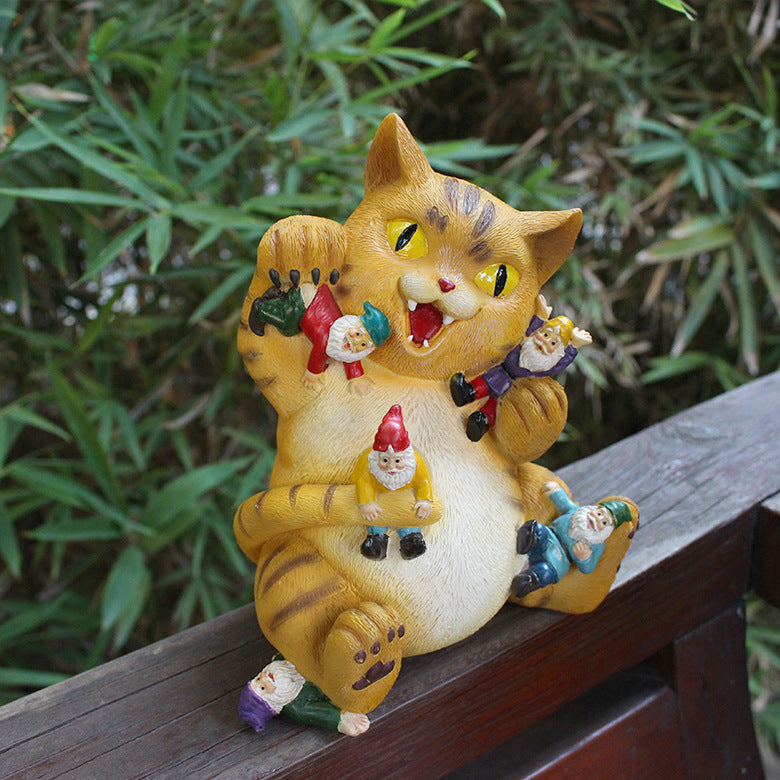 Creative Patio Garden Ornaments Kitten Statue Landscape