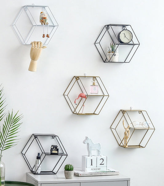 Nordic style iron ornaments living room hexagon