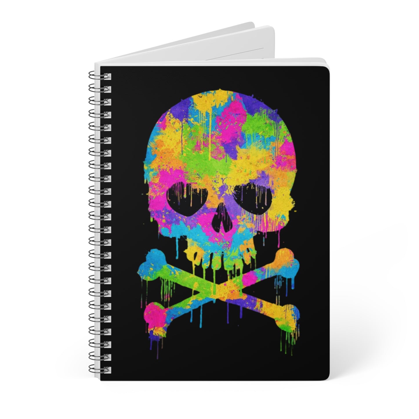 Colourful Skull Black A5 Notebook