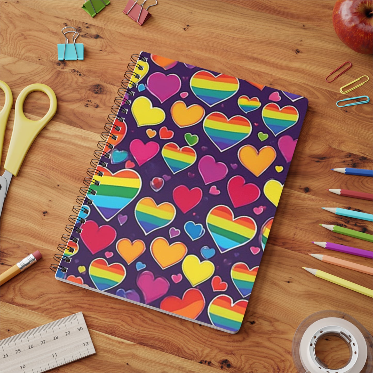 LGBTQ Heart Pattern A5 Notebook