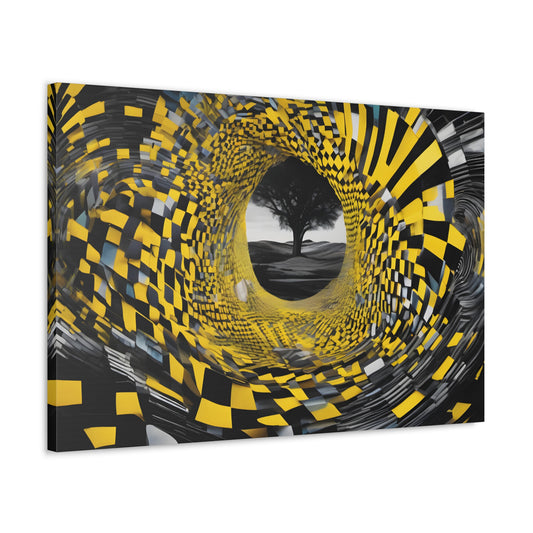 Yellow and Black Tunnel Abstract Canvas Print