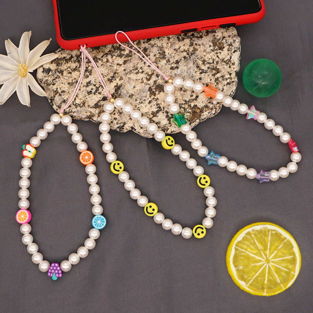 Go2Boho Phone Chains Pearl For Bead Telephone Strap Chain Mobile Phone Charm Lanyard Smiley Star Fruit Jewelry Jewellery
