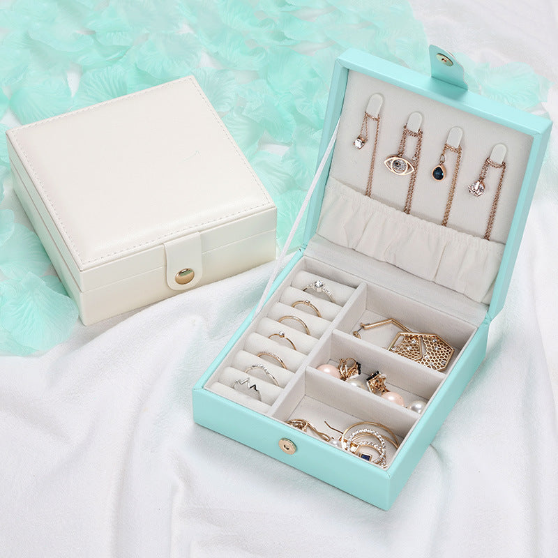 Jewelry Storage Box Square Portable Jewelry Box PU Leather Ring Bracelet Finishing Box
