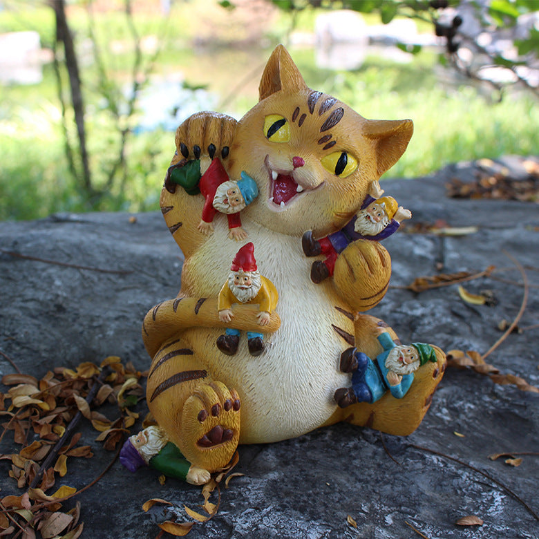 Creative Patio Garden Ornaments Kitten Statue Landscape