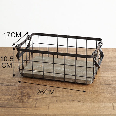 Japanese-style home wrought iron storage box Grocery storage basket wrought iron debris storage storage basket