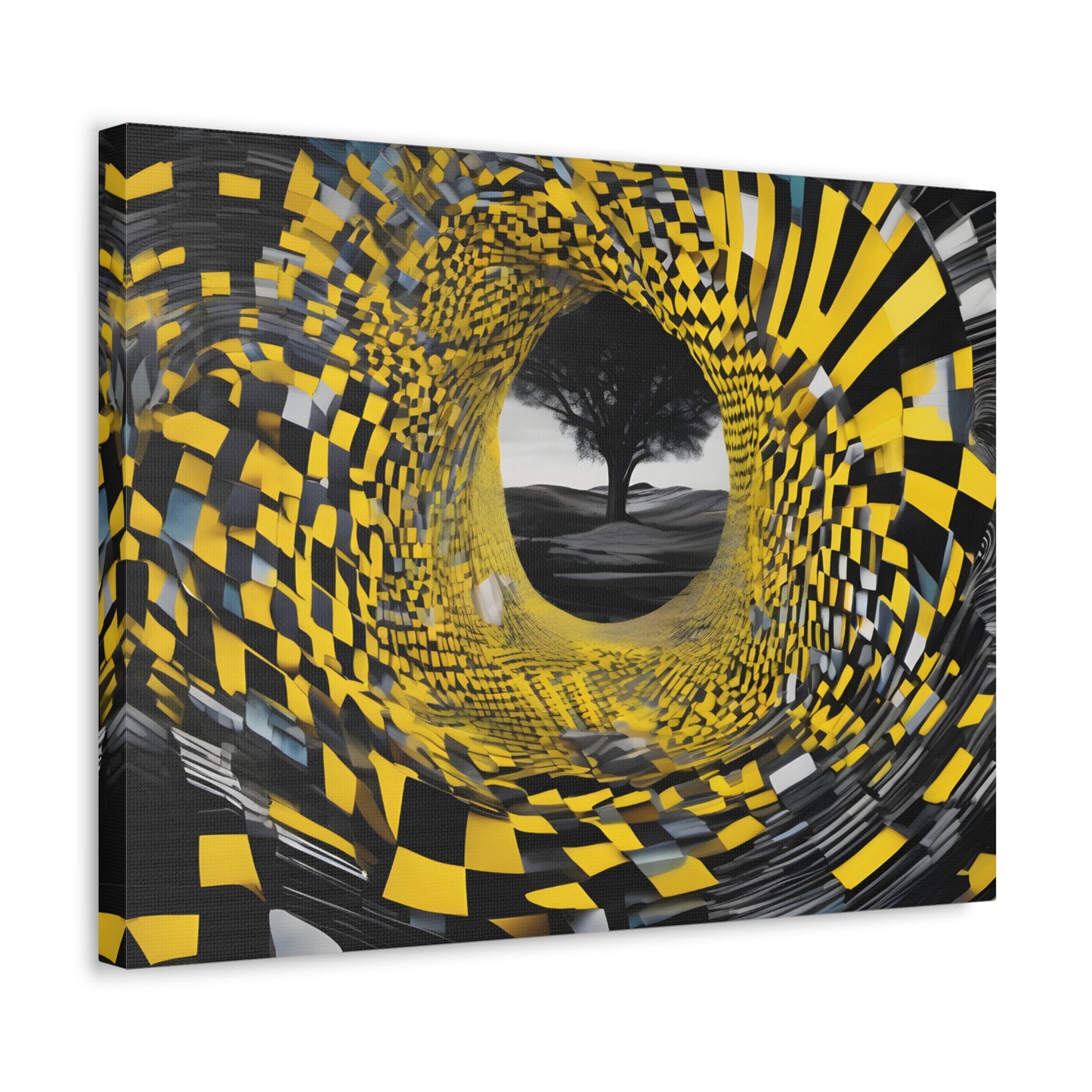 Yellow and Black Tunnel Abstract Canvas Print