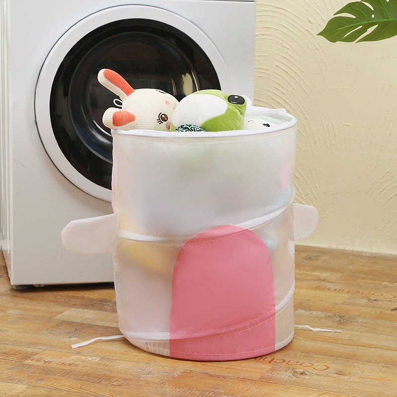 Cartoon Doll Storage Bucket Foldable Dustproof Storage