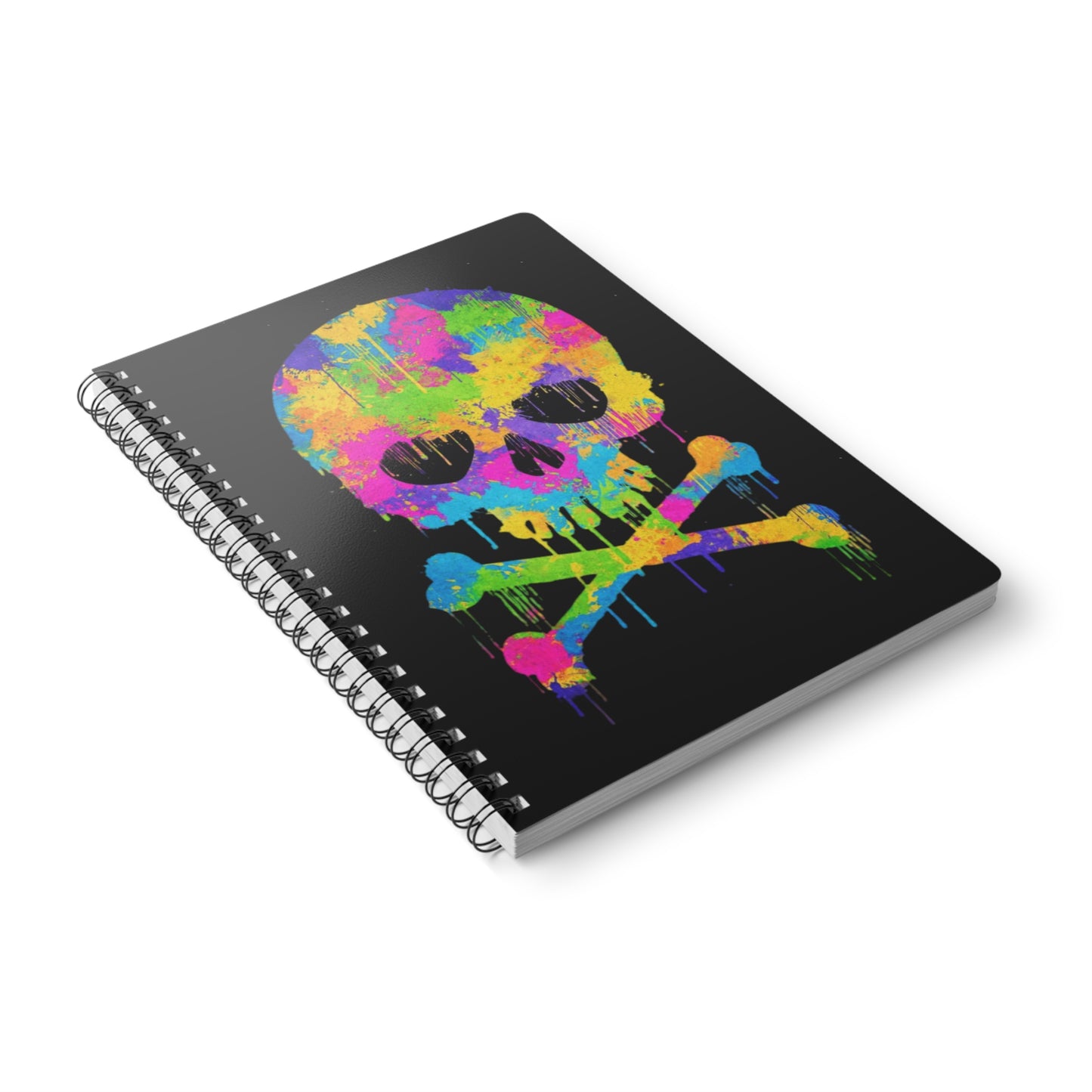 Colourful Skull Black A5 Notebook