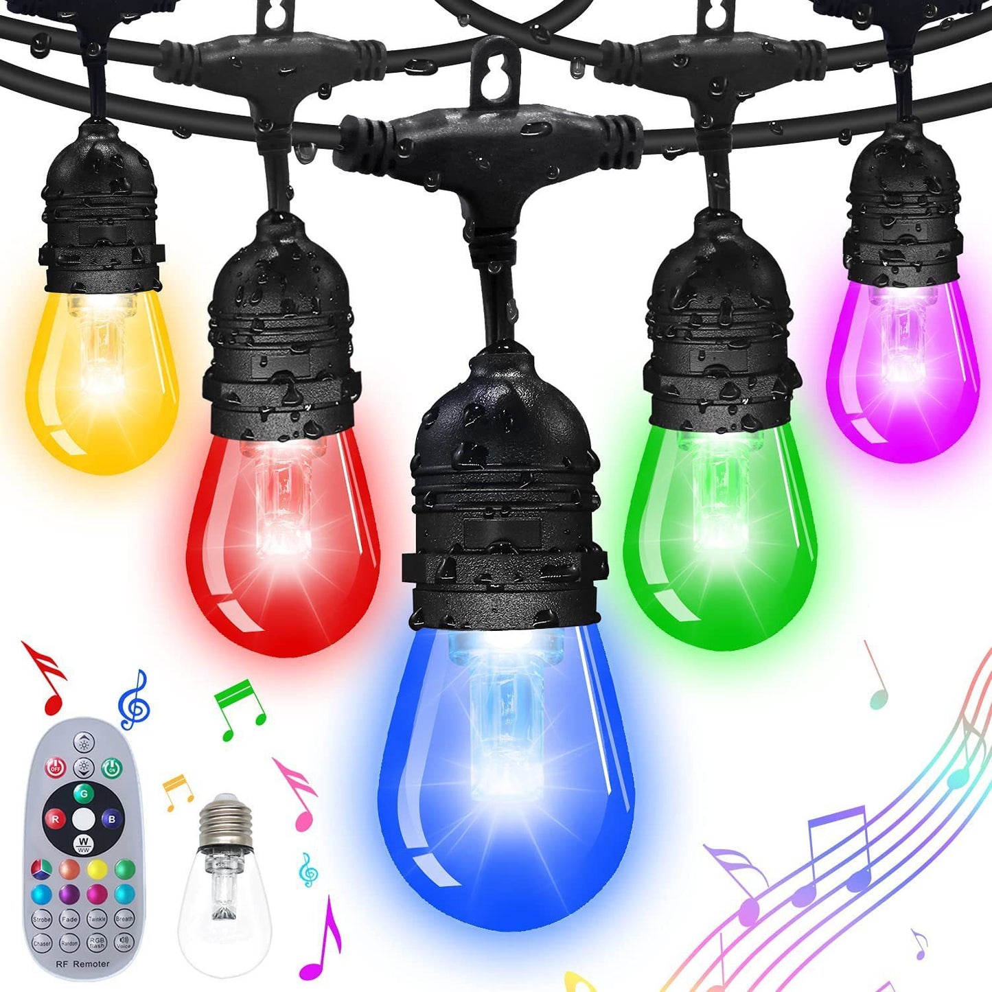 Outdoor Waterproof RGB Solar Lights Plugged Directly For Courtyard Garden