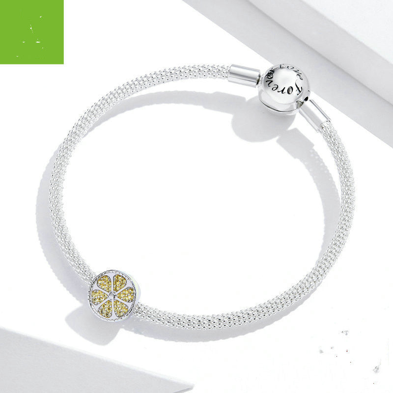 Sterling Silver  Lemon Beaded Creative Fruit Dripping Jewelry