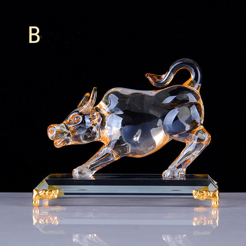 Glass Crystal Cow-shaped Living Room Ornaments
