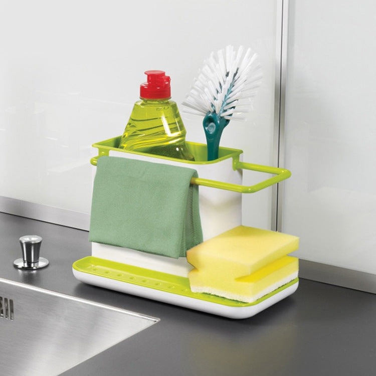 Cleaning supplies storage drain storage rack