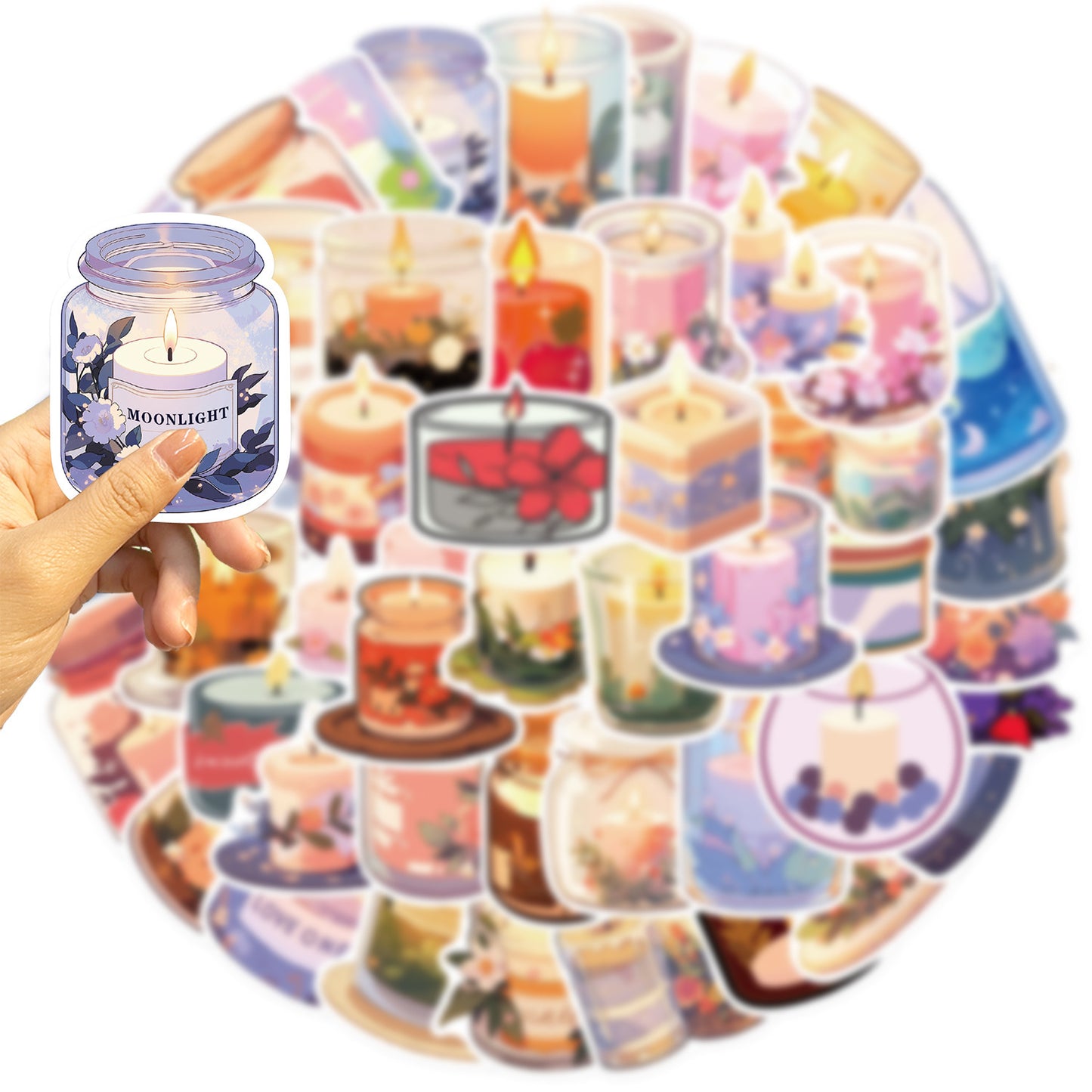 50 Cartoon Candles Aromatherapy Special Decoration Guitar Notebook Luggage DIY Waterproof Stickers