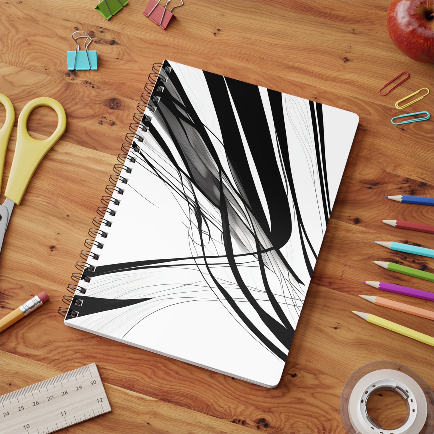 Black and White Abstract A5 Notebook