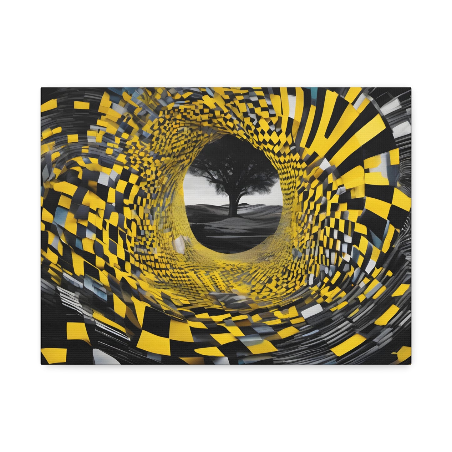 Yellow and Black Tunnel Abstract Canvas Print