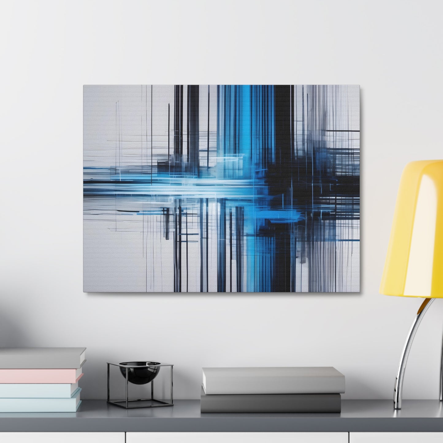 Black and Blue Abstract Canvas Print