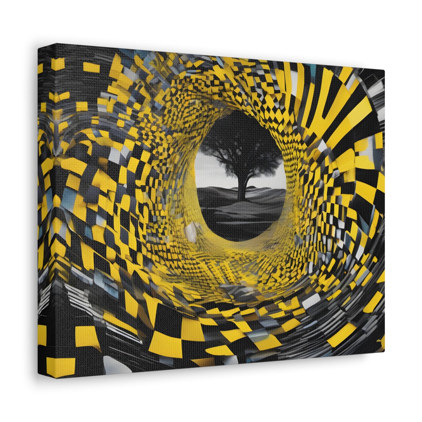 Yellow and Black Tunnel Abstract Canvas Print