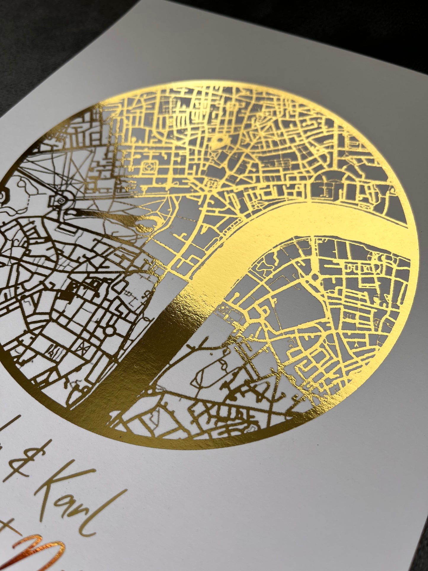 Our First Date Circle Foil Printed Map