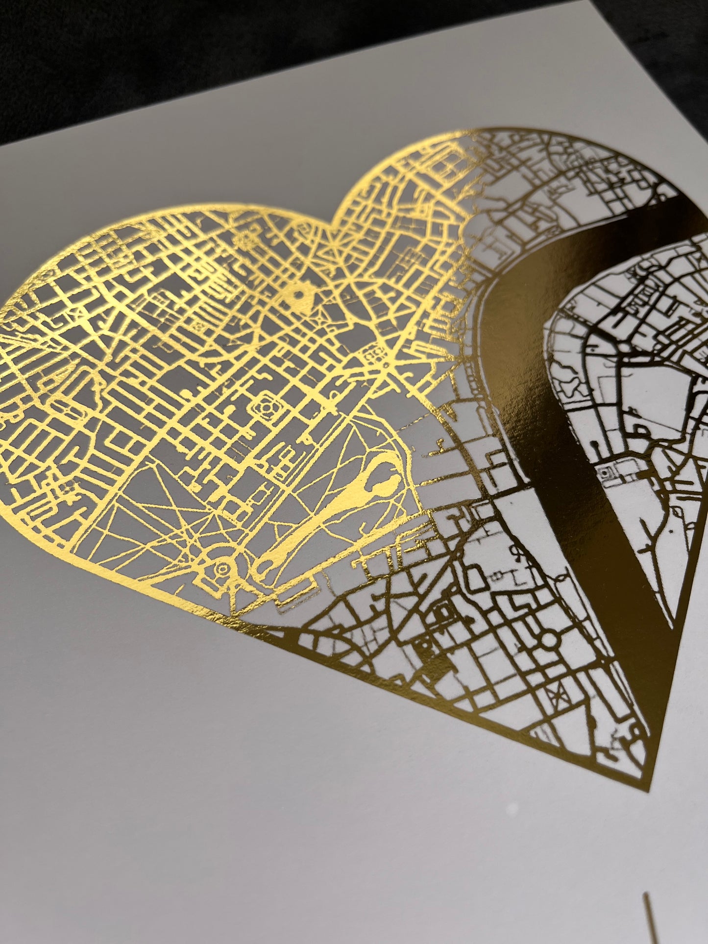 Our First Date Heart Foil Printed Map