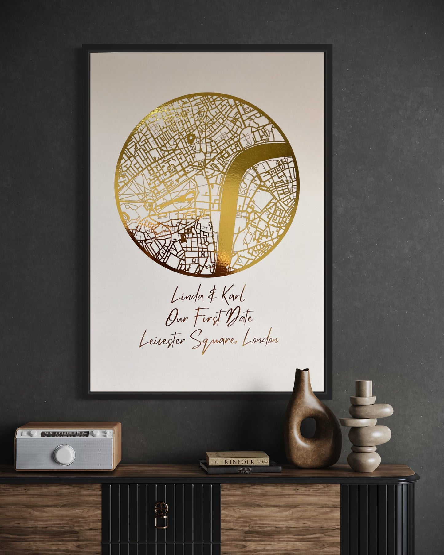 Our First Date Circle Foil Printed Map