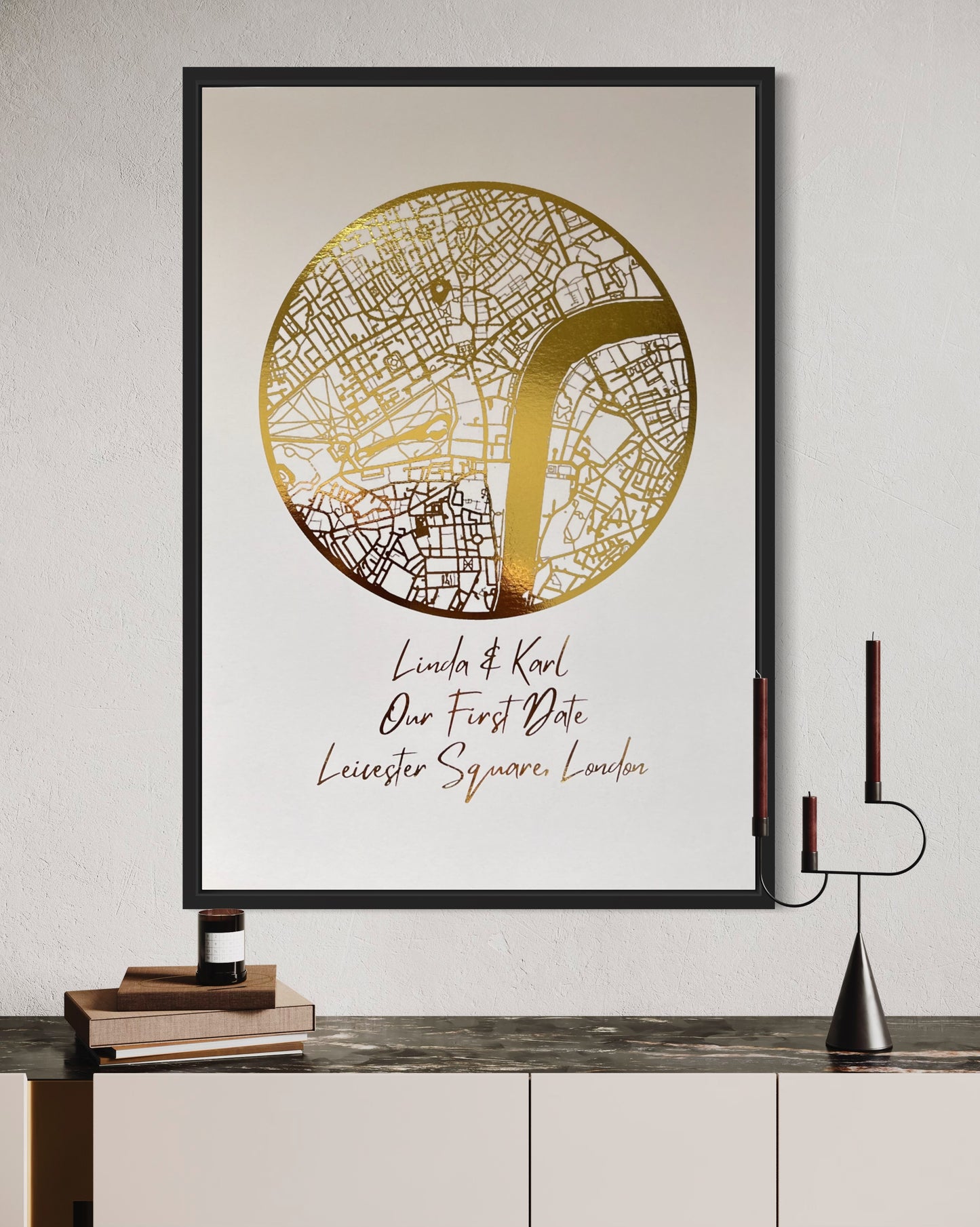 Our First Date Circle Foil Printed Map