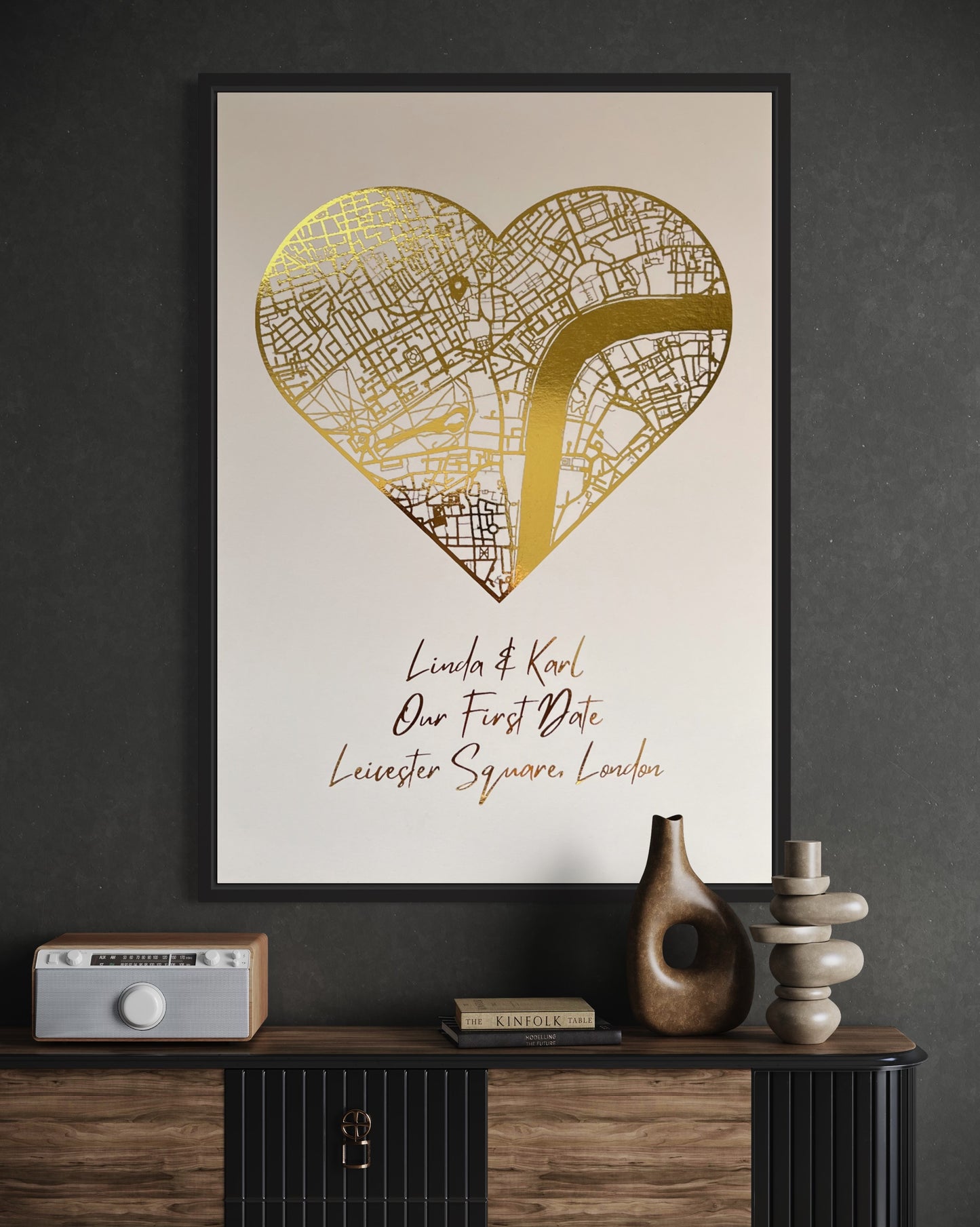 Our First Date Heart Foil Printed Map