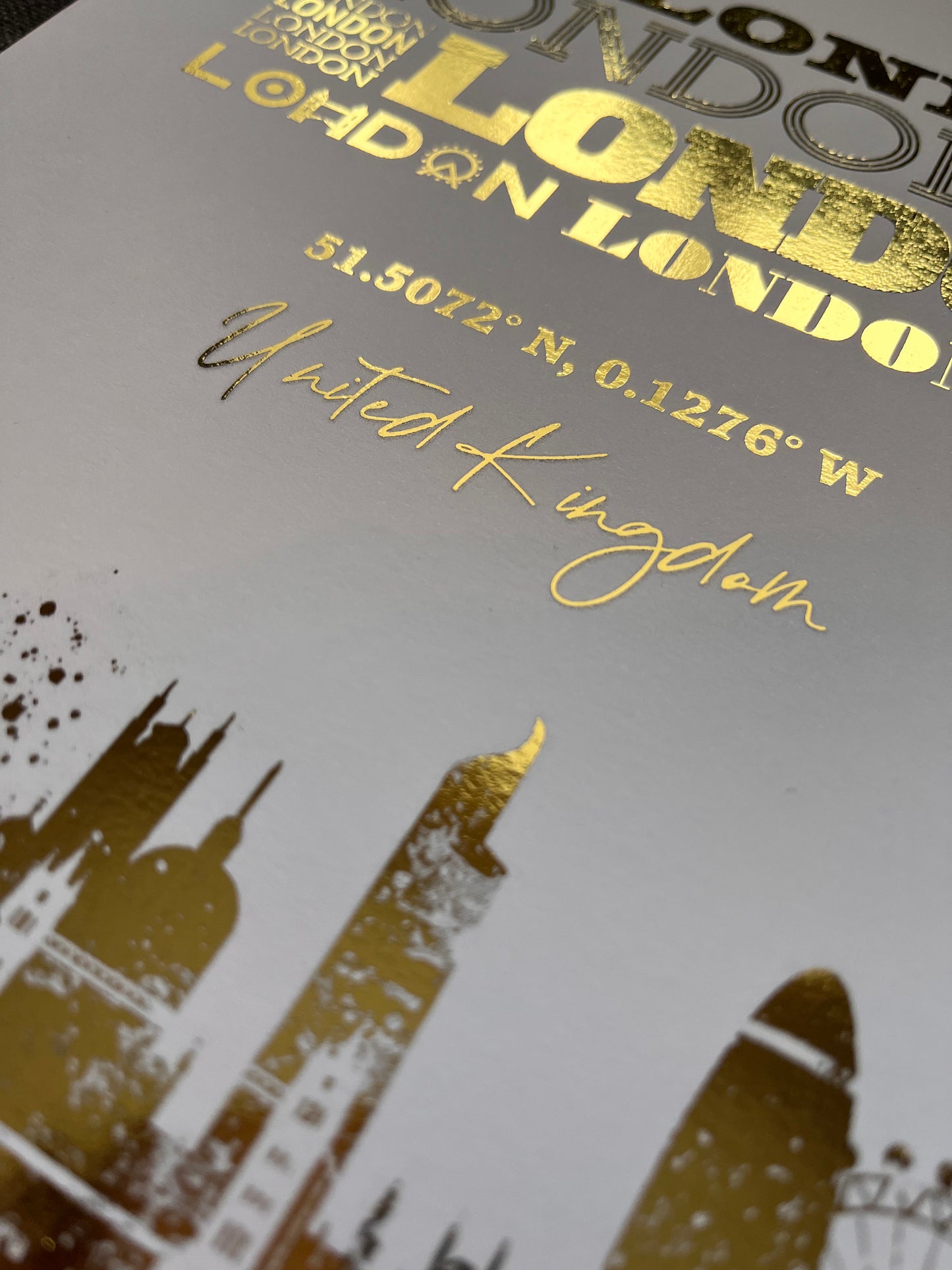 Set of 3 London Gold Foil Prints