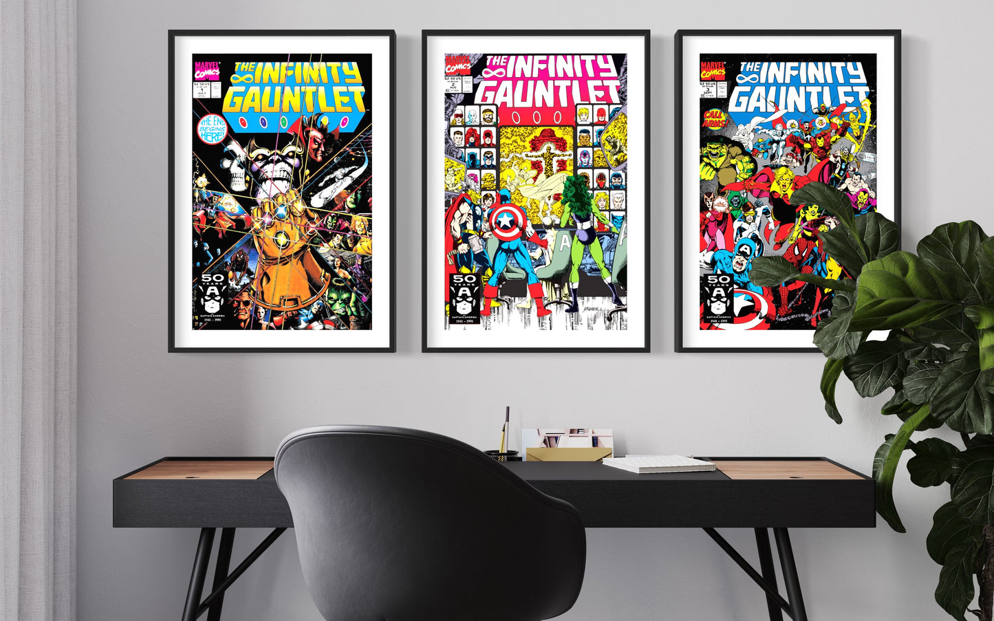 The Infinity Gauntlet 1, 2 and 3 Comic Cover Prints