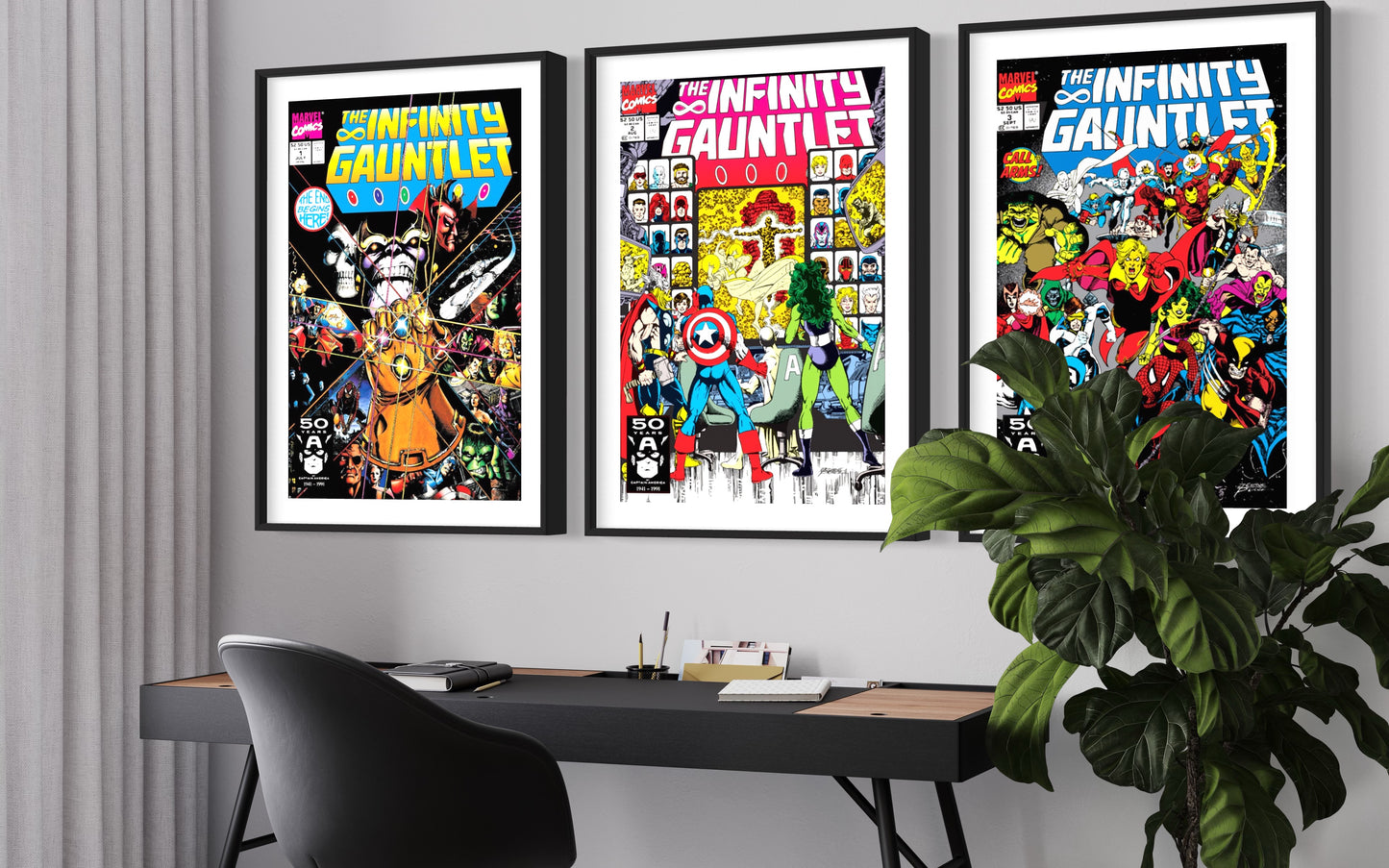 The Infinity Gauntlet 1, 2 and 3 Comic Cover Prints