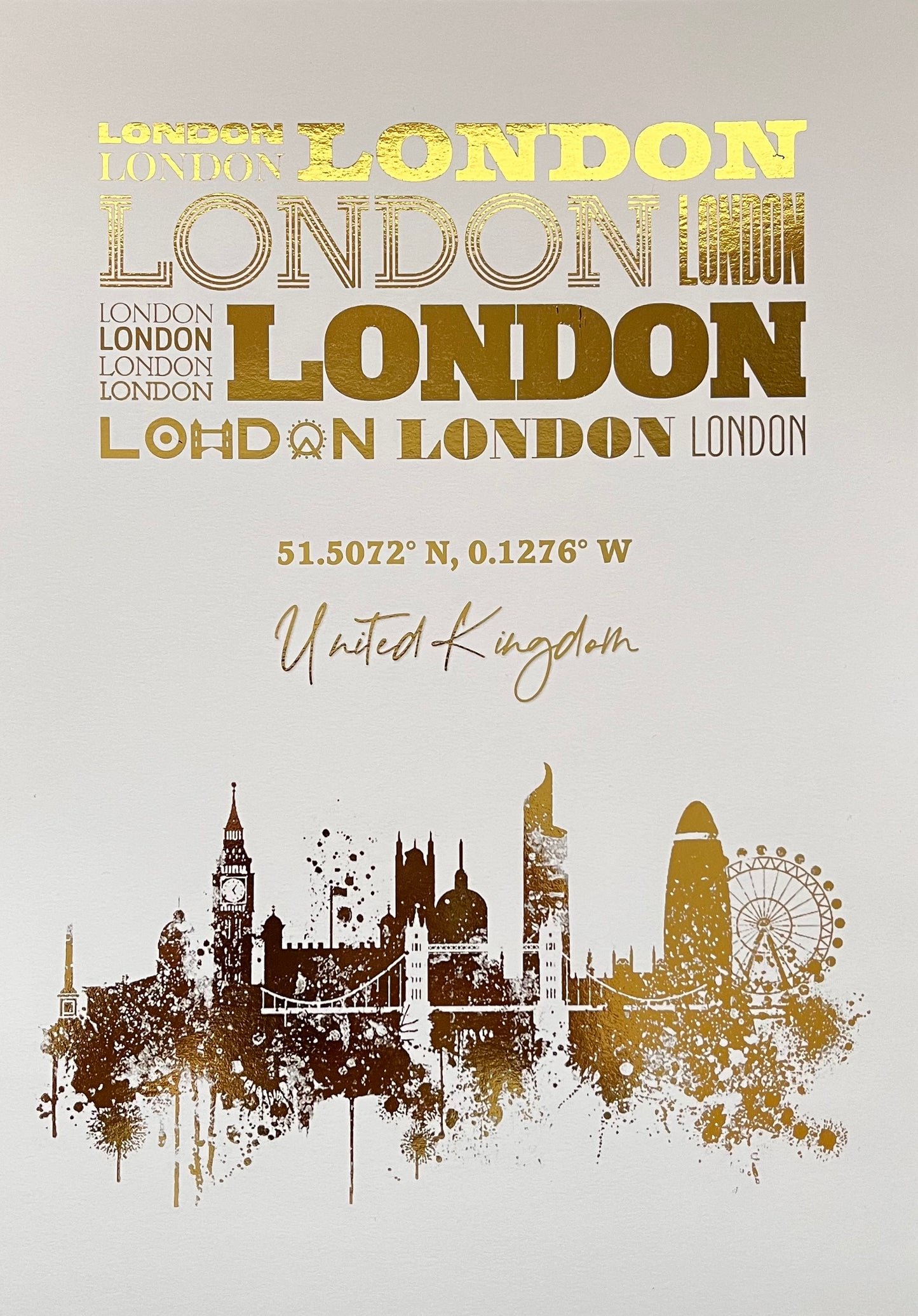 Set of 3 London Gold Foil Prints