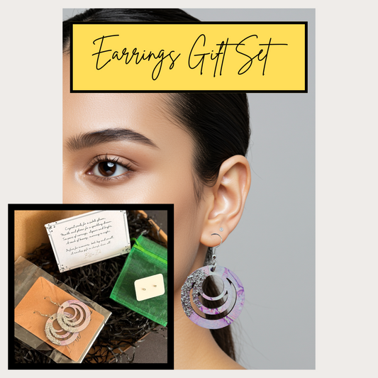 Hypoallergenic Crystal Studs & Marble Glitter Dangle Earrings Gift Set