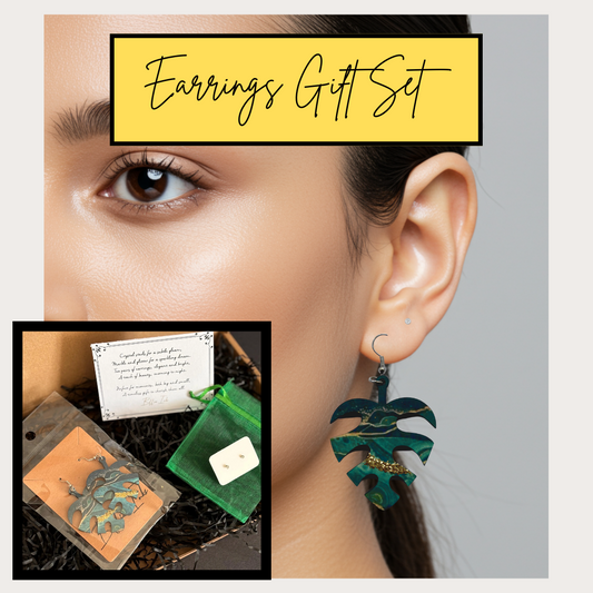 Hypoallergenic Crystal Studs & Marble Glitter Dangle Earrings Gift Set