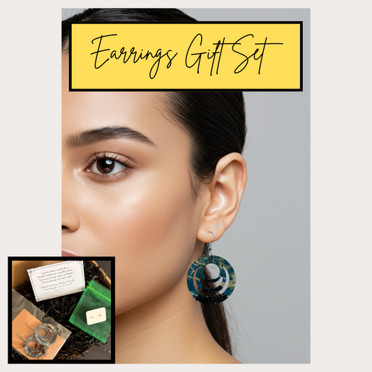 Hypoallergenic Crystal Studs & Marble Glitter Dangle Earrings Gift Set