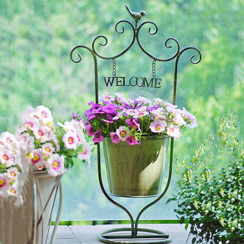 Outdoor Courtyard Iron Flower Basket Decoration Garden Ornaments