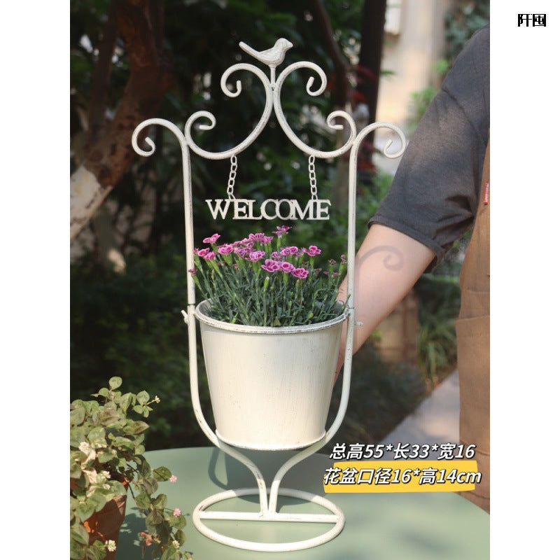 Outdoor Courtyard Iron Flower Basket Decoration Garden Ornaments