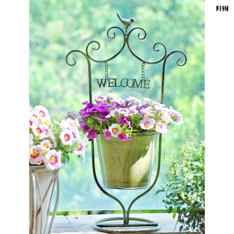 Outdoor Courtyard Iron Flower Basket Decoration Garden Ornaments