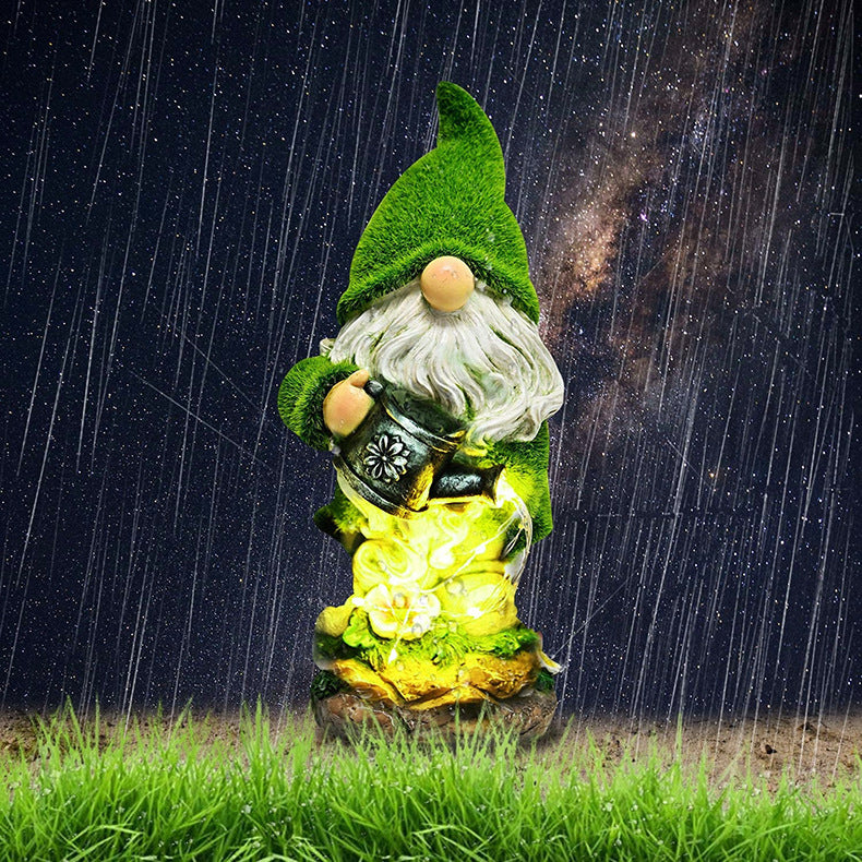 Solar Flocking Garden Resin Statue Ornaments