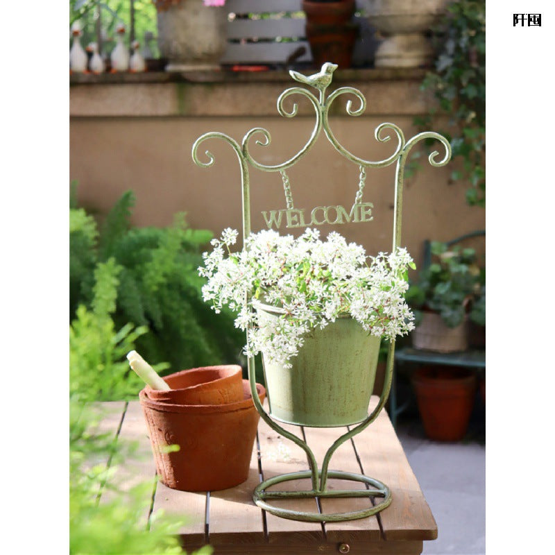 Outdoor Courtyard Iron Flower Basket Decoration Garden Ornaments