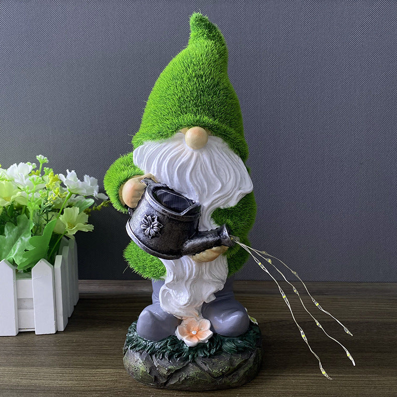 Solar Flocking Garden Resin Statue Ornaments