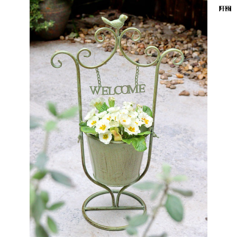 Outdoor Courtyard Iron Flower Basket Decoration Garden Ornaments
