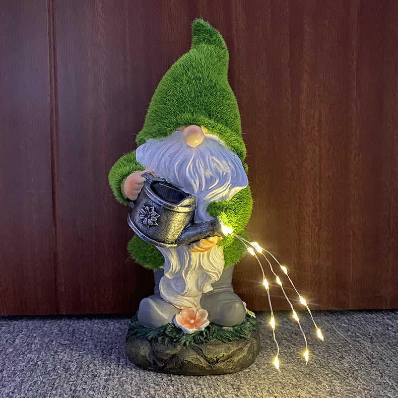 Solar Flocking Garden Resin Statue Ornaments