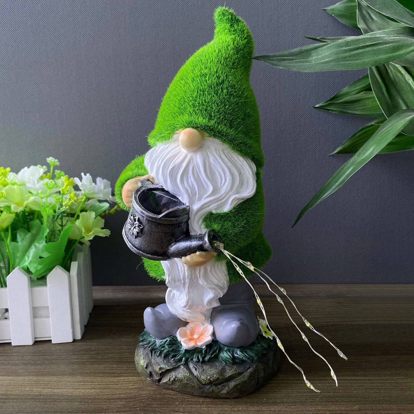 Solar Flocking Garden Resin Statue Ornaments