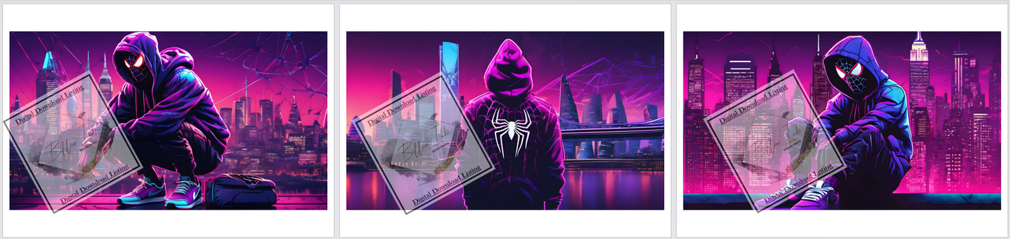 Set of 9 Spider-Man City Landscape Comic Prints Digital Download