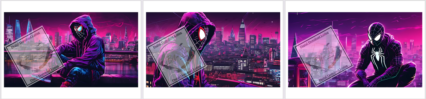 Set of 9 Spider-Man City Landscape Comic Prints Digital Download