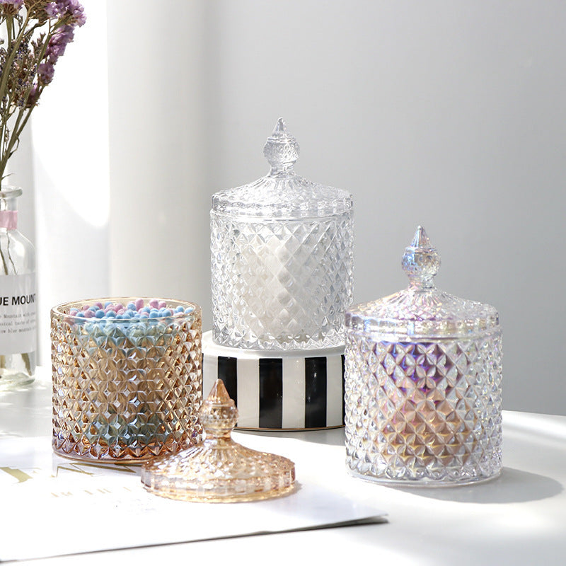Puff Storage Box Bathroom Cotton Swab Storage Box Dressing Table Jewelry Glass Storage Jar