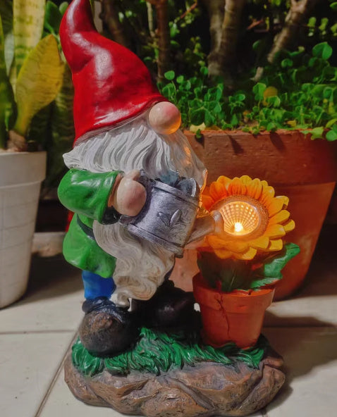 Solar Flocking Garden Resin Statue Ornaments
