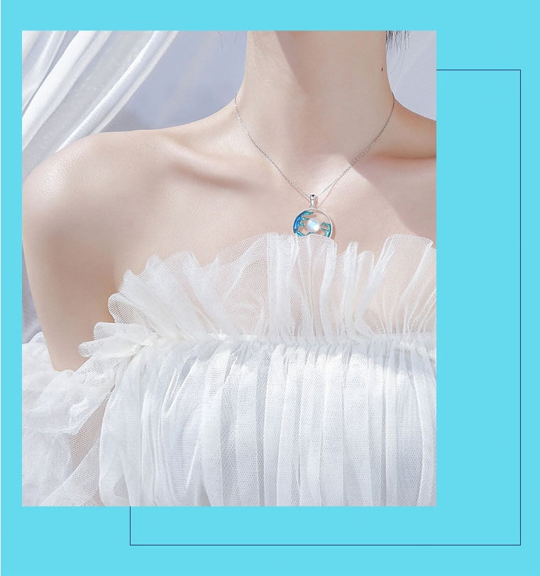 Silver Necklace Women's Sea Moon Chinese Style Jewelry