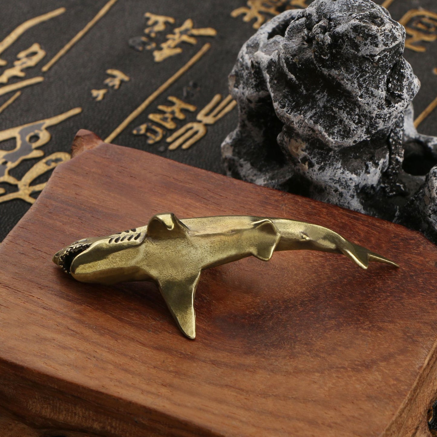 Antique Reproduction Brass Shark Ornaments Tea Ornaments